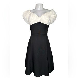 Vintage 90s Scott McClintock Black & White Puff Sleeve Dress Size 8 Made…